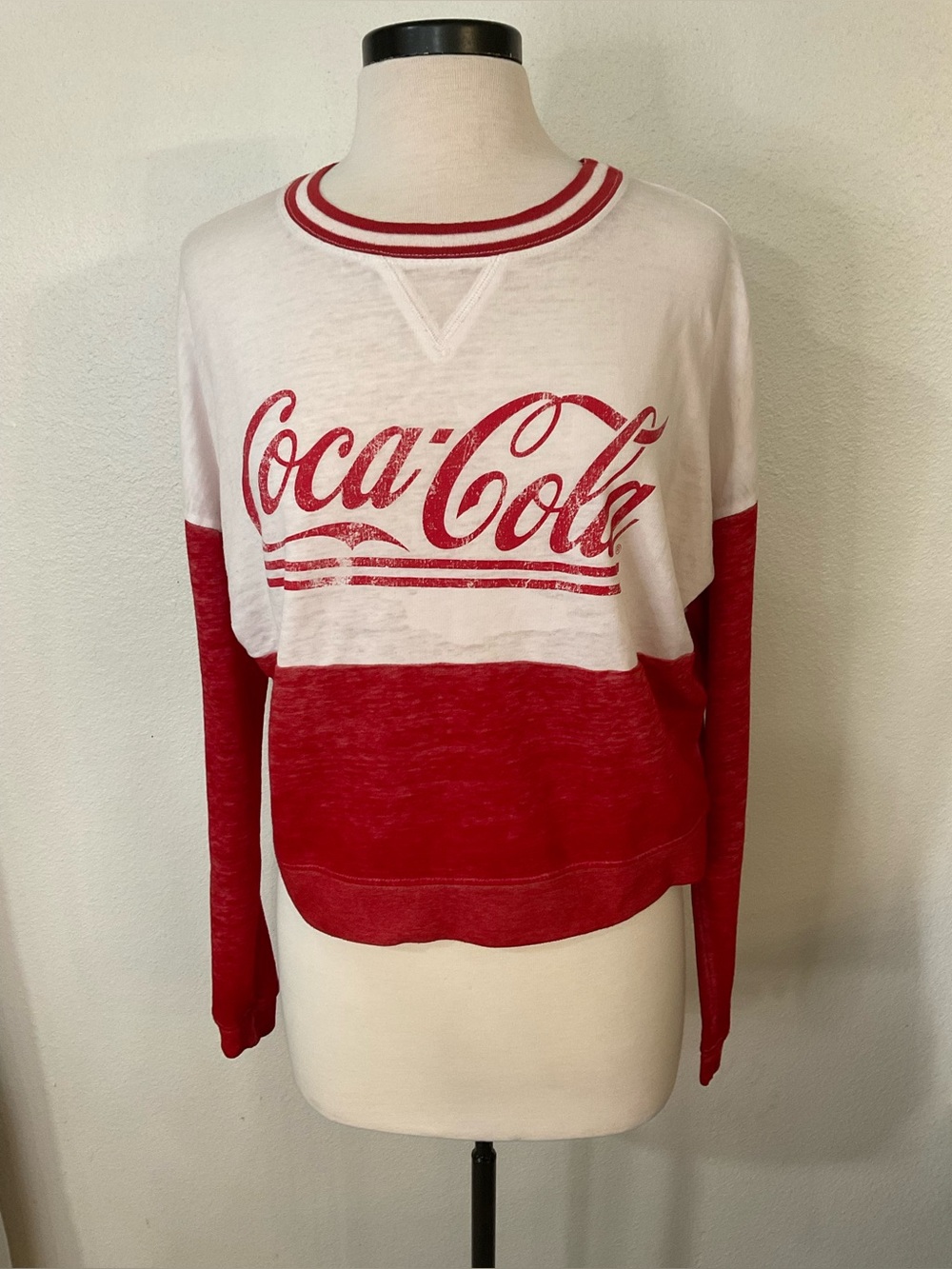 Coca Cola White and Red Cropped Logo Sweatshirt